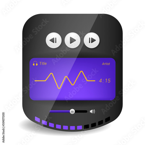 music player user interface art purple black, Smartphone redesign realistic object