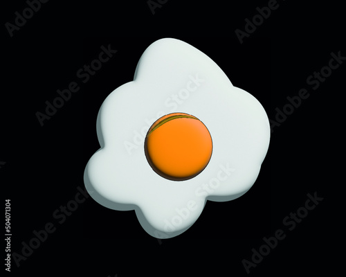 fried egg on black background