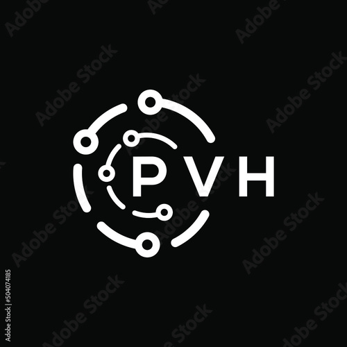 PVH technology letter logo design on black  background. PVH creative initials technology letter logo concept. PVH technology letter design.
 photo