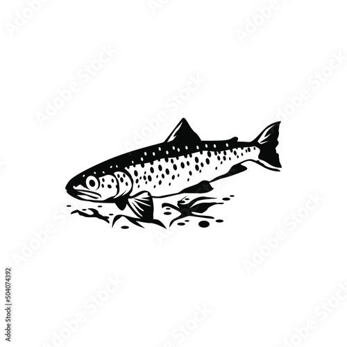 small fish on rock vector for logo suggestion