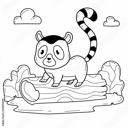 Fototapeta Naklejka Na Ścianę i Meble -  animals coloring book alphabet. Isolated on white background. Vector cartoon lemur.