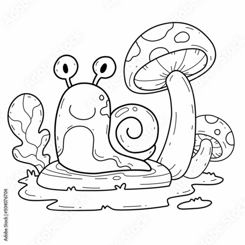 animals coloring book alphabet. Isolated on white background. Vector cartoon snail. © aka vector
