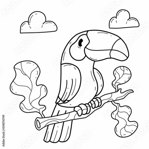 animals coloring book alphabet. Isolated on white background. Vector cartoon toucan bird. © aka vector