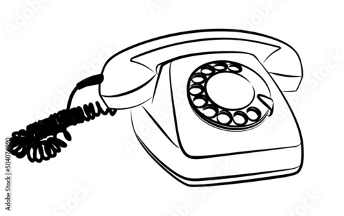 The Sketch of old retro phone.