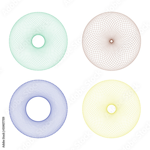 A set of guilloche. Various shapes spirographs for design