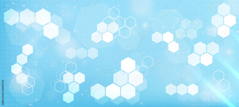 Abstract design element with geometric background and hexagons shape pattern