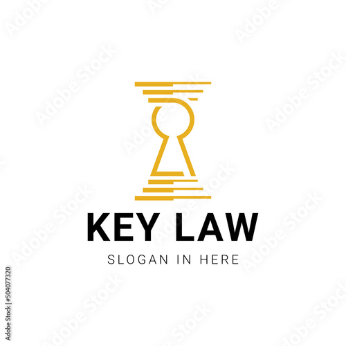 key hole shaped with pillar law icon shaped logo design illustration