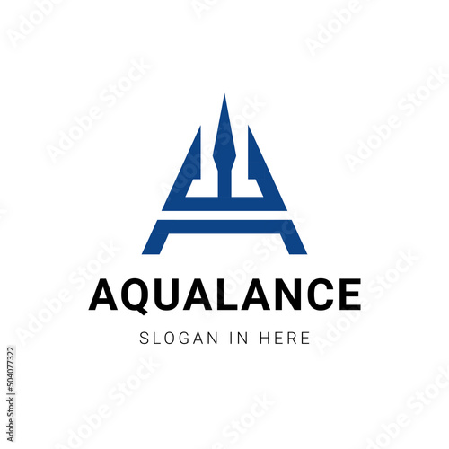 a letter shaped with trident icon logo design illustration