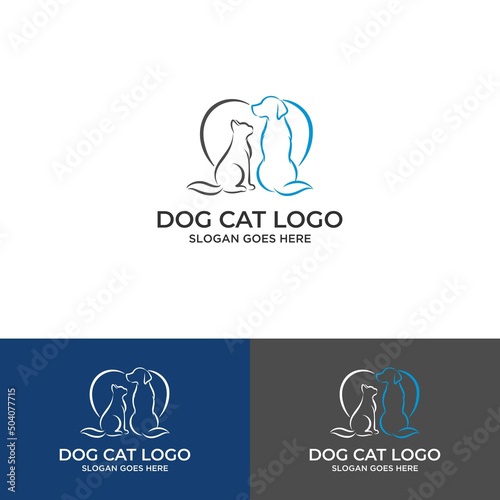 minimalist monoline lineart outline cat icon logo icon template vector illustration