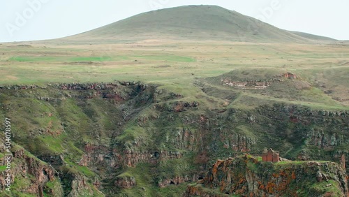 Ani kizkale building ruins archeological site in Turkey. Historical heritage. Georgian, armenian and turkish cultures and history photo