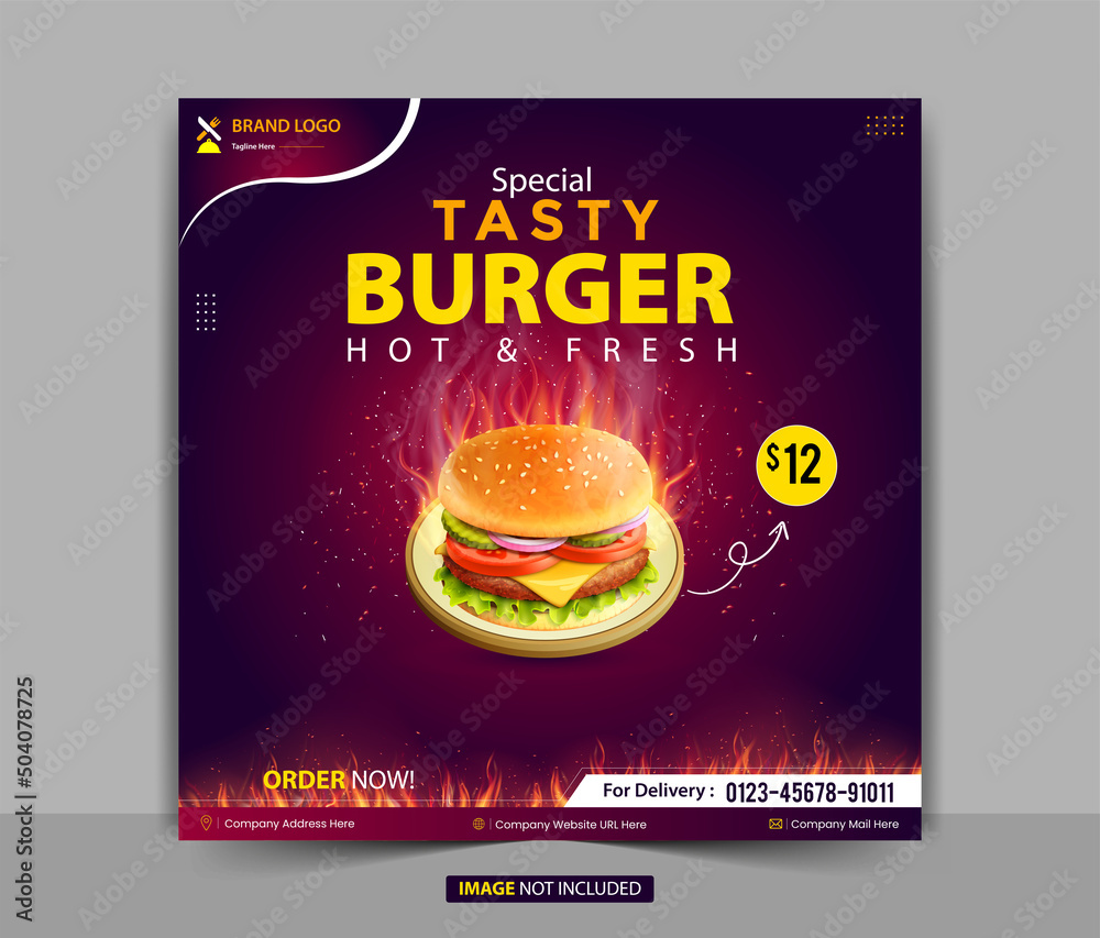 Modern Food Burger Restaurant Business Web Facebook Instagram Post Modern Food Burger Restaurant Business Web Facebook Instagram Post