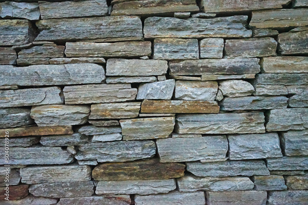 Close up Stone brick wall texture and background