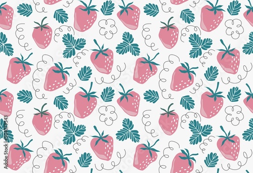 Hand drawn strawberry seamless pattern. 