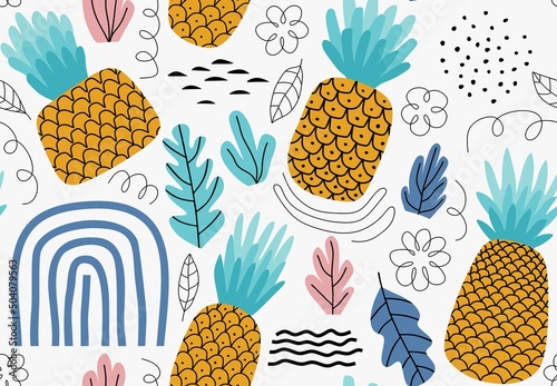 Seamless pineapple pattern. Cute pineapple pattern. vector illustration