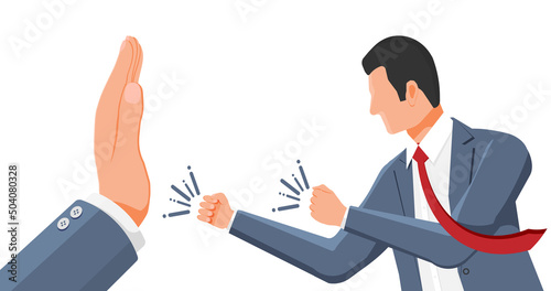 Big Hand Show Stop Gesture to Businessman.
