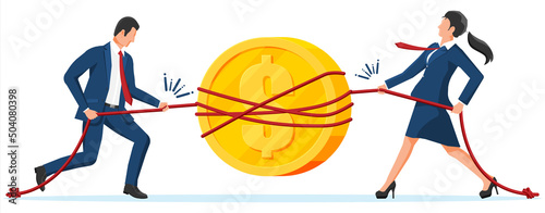 Business People Pull of Coin.