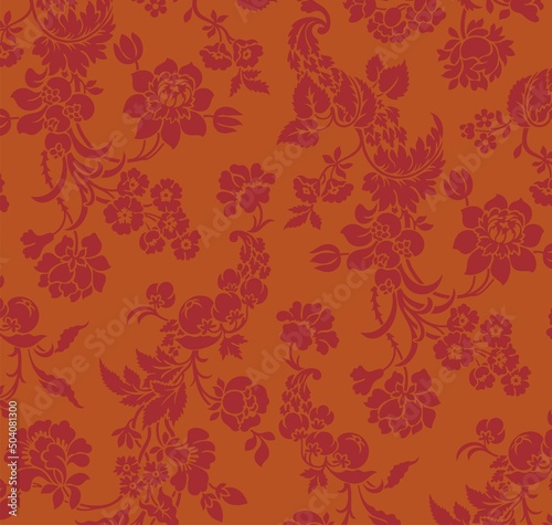 traditional wedding card design, paisley floral pattern , India 
