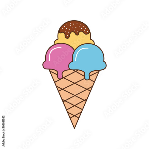 cone with ice cream balls