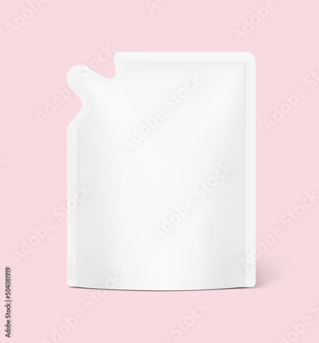Pouch bag with curve corner. Vector illustration. Perfect for final pack shot. Can be use for refilling soap, liquids and other. EPS10.	