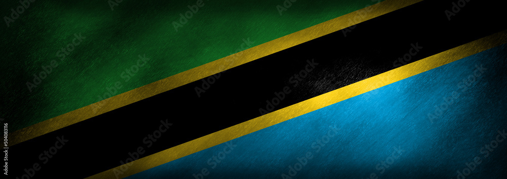 The flag of Tanzania on a retro background - obrazy, fototapety, plakaty 