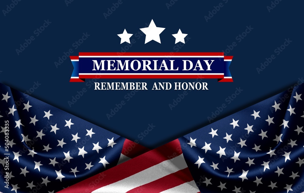 Happy Memorial Day with American flag	 - obrazy, fototapety, plakaty 