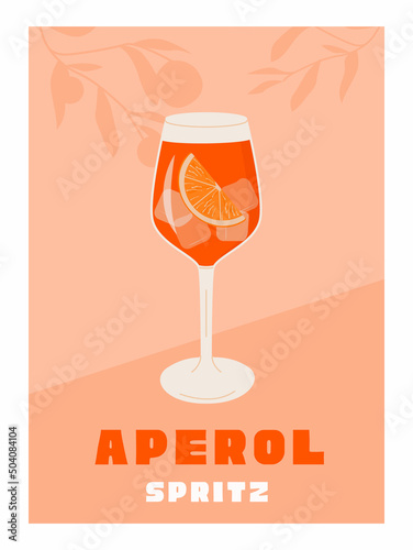 Fotobehang Campari Spritz Cocktail in glass with ice and slice of orange