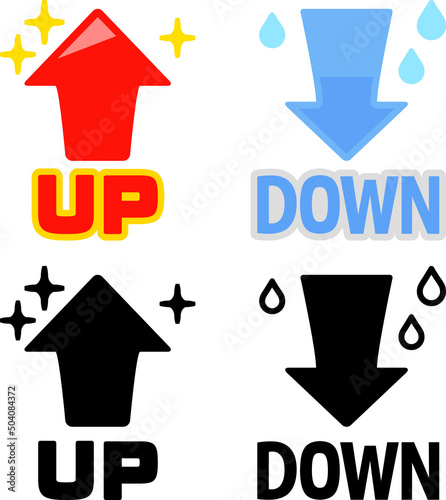 UPの矢印とDOWNの矢印のアイコン