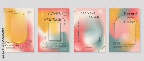 Fluid gradient background vector. Cute and minimalist style posters, Photo frame cover with pastel colorful geometric shapes and liquid color. Modern wallpaper design for social media, idol poster.