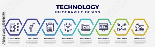 vector infographic design template with icons and 8 options or steps. infographic for technology concept. included content curation, leading, caching, frameworks, back end, front end, data