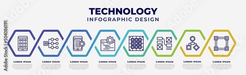 vector infographic design template with icons and 8 options or steps. infographic for technology concept. included native apps, sitemaps, hybrid app, ide, raster images, wireframe, user flow, .