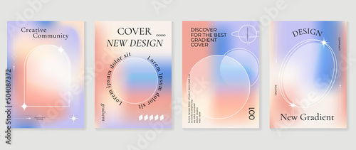 Fluid gradient background vector. Cute and minimalist style posters, Photo frame cover with pastel colorful geometric shapes and liquid color. Modern wallpaper design for social media, idol poster.