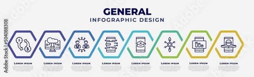 vector infographic design template with icons and 8 options or steps. infographic for general concept. included crypto-exchange, computing technology, business networking, digital economy, distance