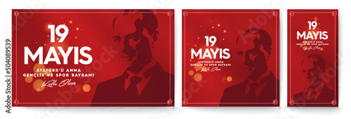 Canvas 19 mayis Ataturk'u Anma, Genclik ve Spor Bayrami,  translation: 19 may Commemoration of Ataturk, Youth and Sports Day