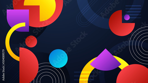 Abstract blue red black 3d white colorful square geometric light triangle line shape with futuristic concept presentation background