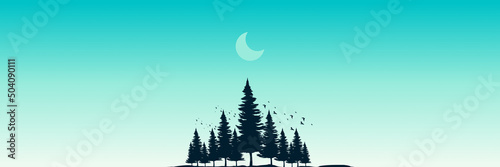 tree silhouette landscape vector illustration good for wallpaper, background, backdrop, web, banner, design template and tourism