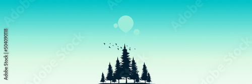 tree silhouette landscape vector illustration good for wallpaper, background, backdrop, web, banner, design template and tourism