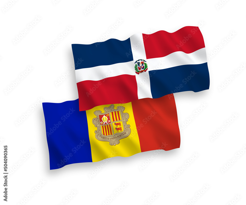 Fototapeta premium Flags of Dominican Republic and Andorra on a white background