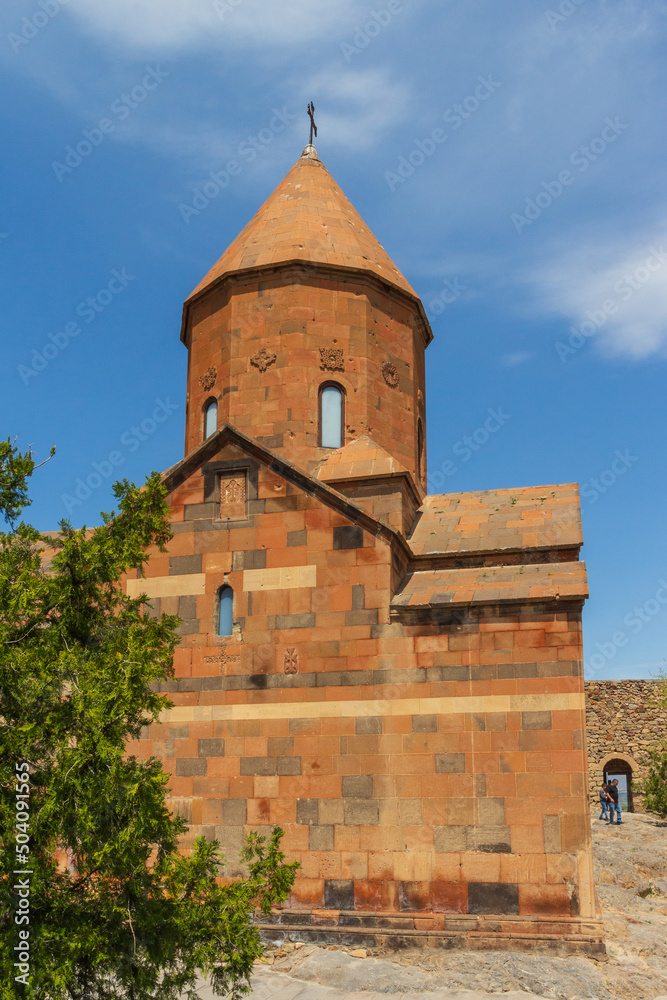 View of S. Astvatsatsin's dome and drum of the famous ancient monastery of Hor Virap. Armenia