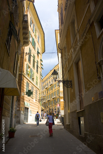 cient street of Old Town in Genoa, Italy
