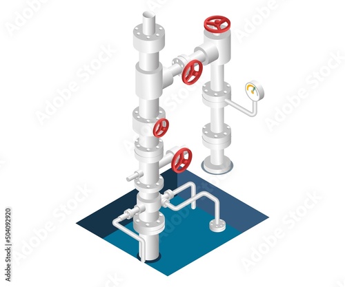 Isometric design concept illustration. well drilling pipe