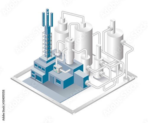 Isometric design concept illustration. oil and gas pipeline industry