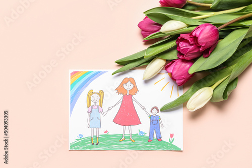 Picture with bouquet of tul...