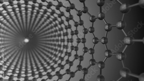 Carbon nanotube atom molecular structure in graphene graphite lattice