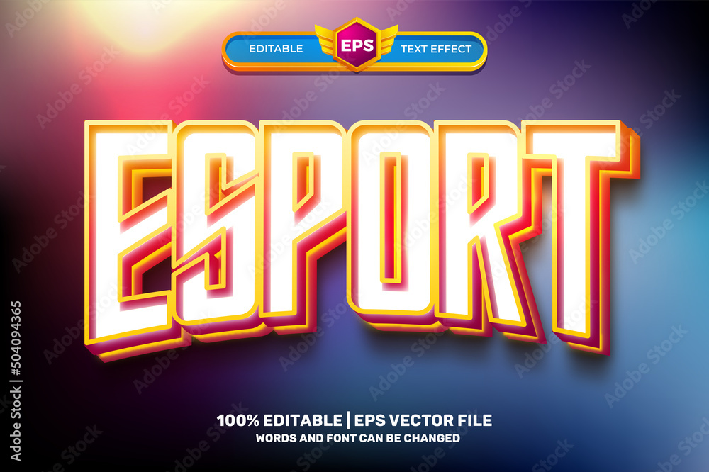 Naklejka premium modern esport colorfull neon glow Bold 3D Editable text Effect Style