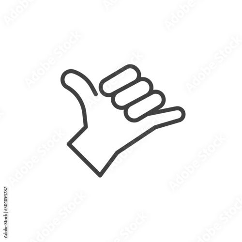 Hang loose hand sign line icon