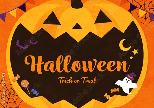 ハロウィンのカボチャのベクターイラストフレーム背景(ハロウィーン,art,illustration,card)