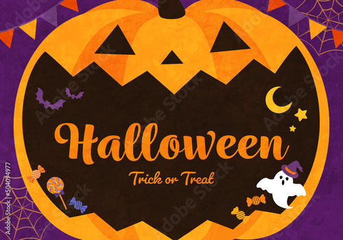 ハロウィンのカボチャのベクターイラストフレーム背景(ハロウィーン,art,illustration,card)