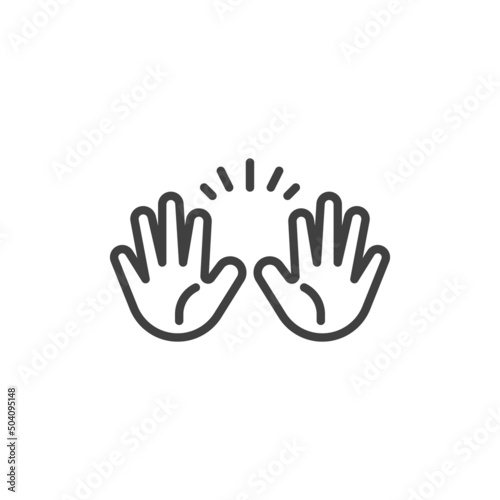 High five hand sign line icon