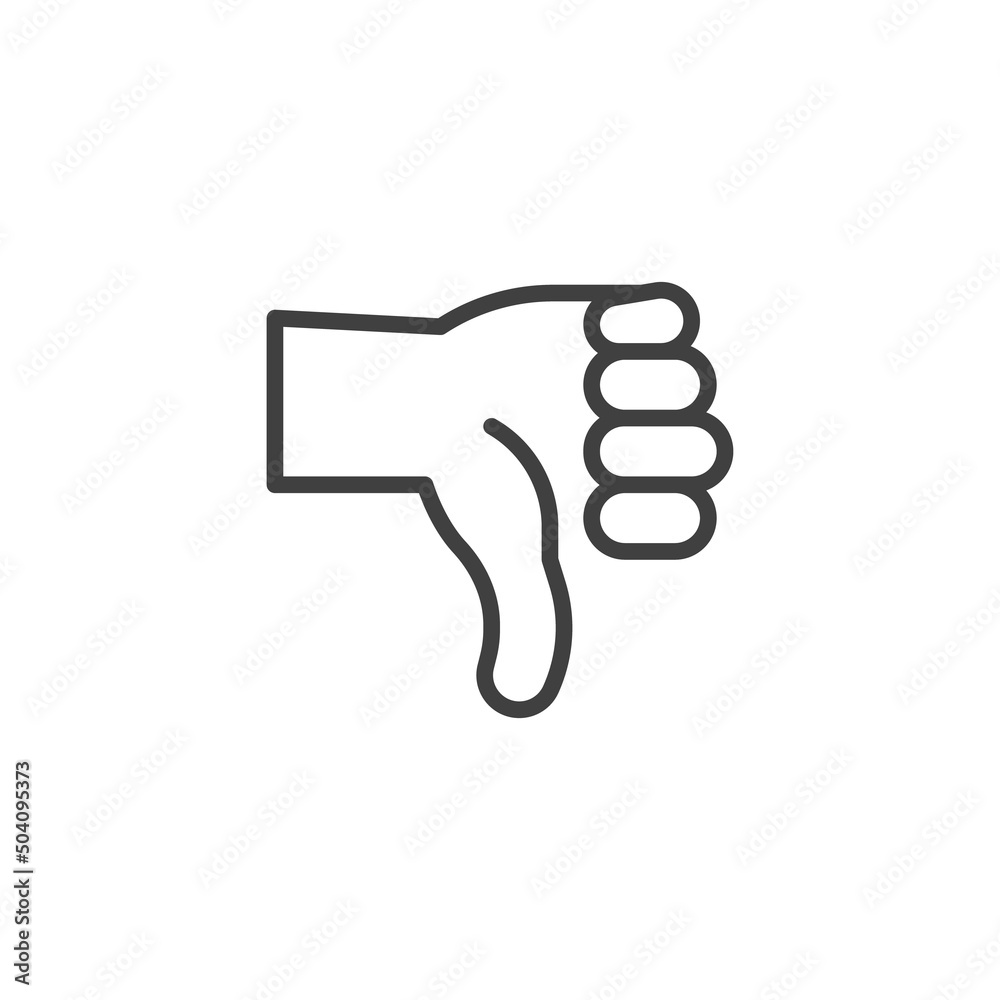 Thumb down hand line icon Thumb down hand line icon
