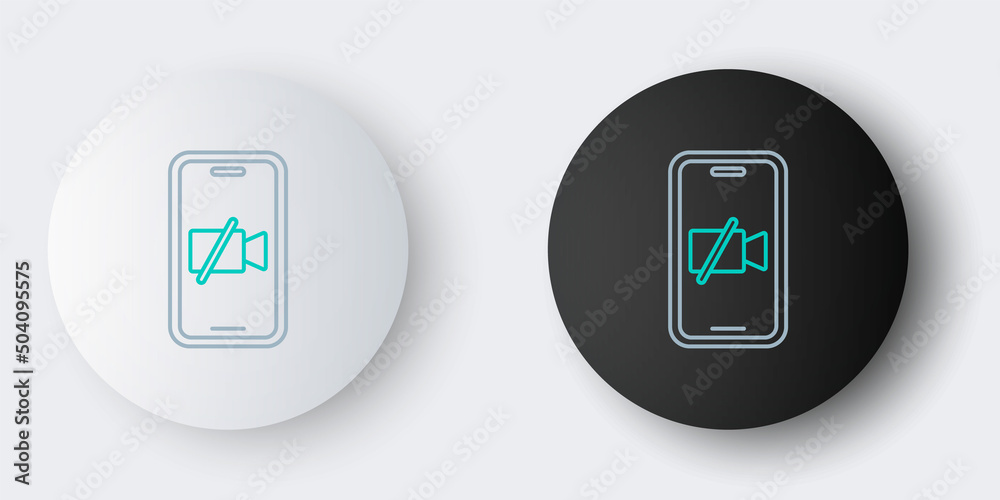 Line Video camera Off on mobile screen icon isolated on grey background. No video. Colorful outline concept. Vector Line Video camera Off on mobile screen icon isolated on grey background. No video. Colorful outline concept. Vector